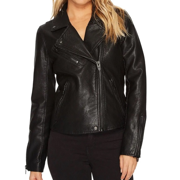 NWT BLANK NYC Faux Leather Moto Jacket in Black - Picture 2 of 11
